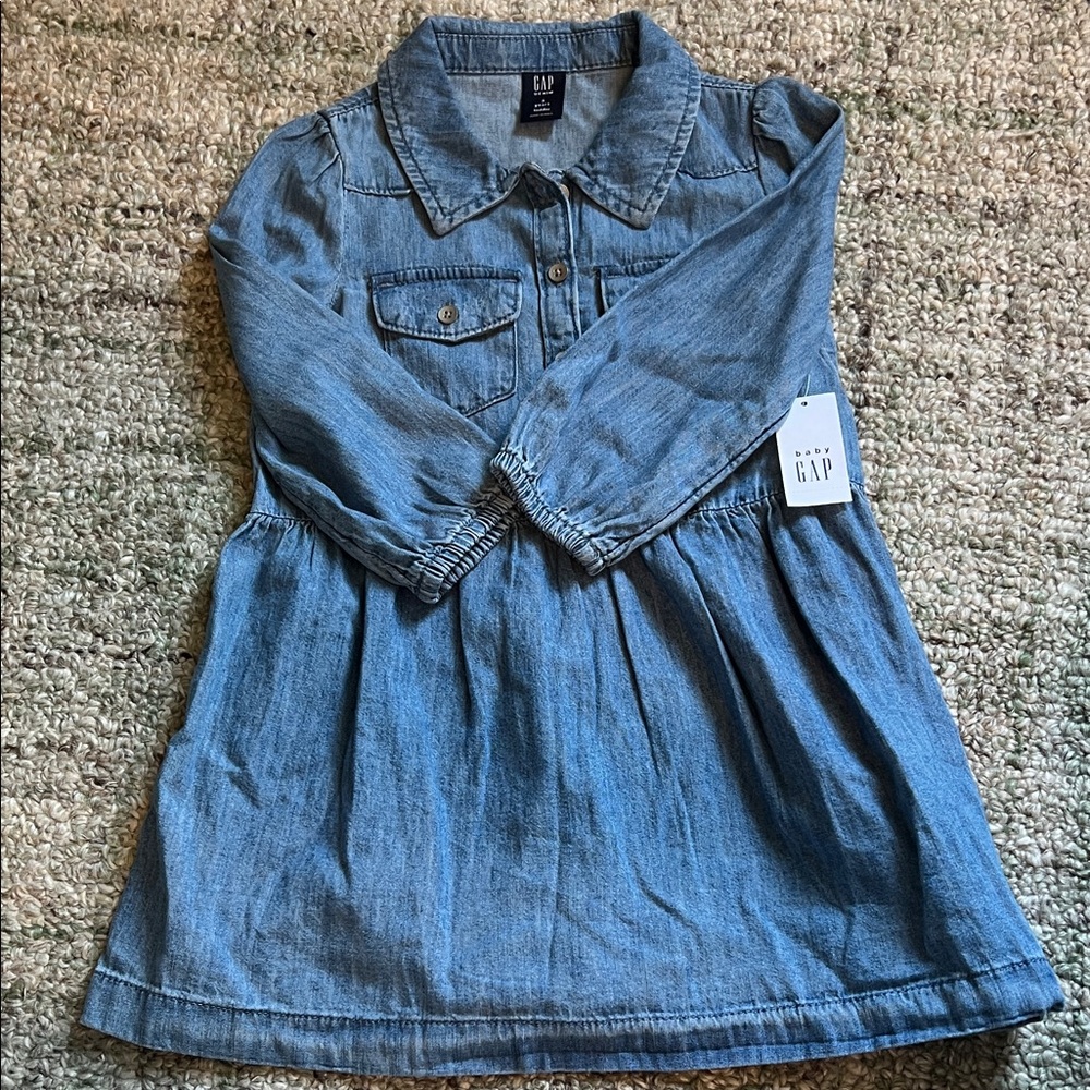 GAP Blue Denim Long Sleeve Dress